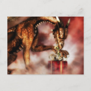 Rotes Drache-Weihnachten Feiertagspostkarte