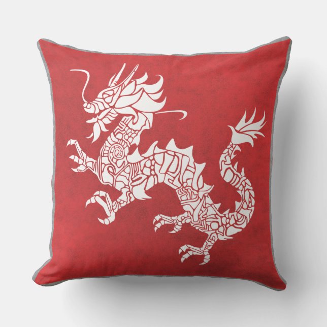 Rotes Drachenkissen Kissen (Vorderseite)