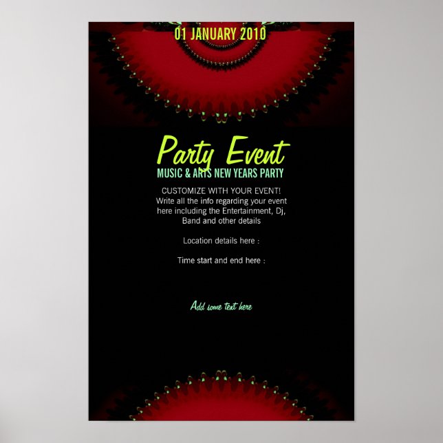 ROTES DUNKLES FANTASY Party Poster (Vorne)