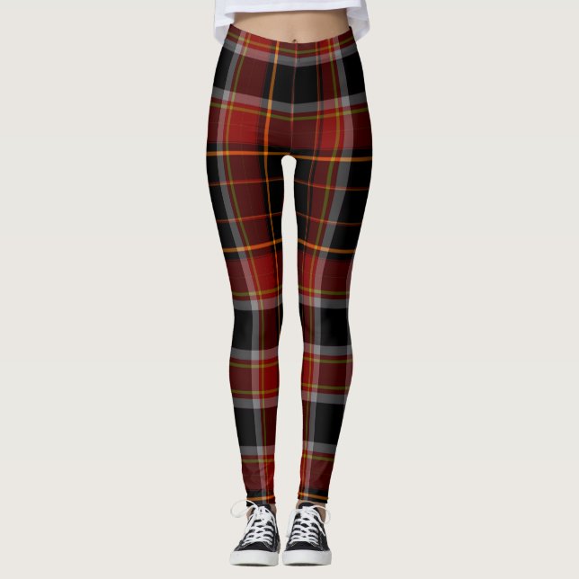 Rotes/dunkles Marine-Blau/gelber Winter-karierte Leggings (Vorderseite)