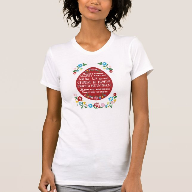 Rotes Ei-orthodoxer Ostern-T - Shirt (Christus (Vorderseite)