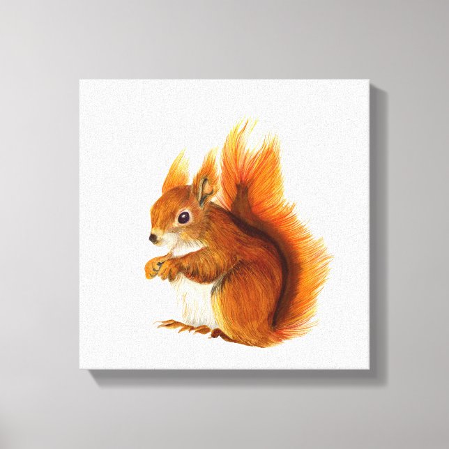 Rotes Eichhörnchen Aquarellmalerei Kunstwerk Druck Leinwanddruck (Vorderseite)