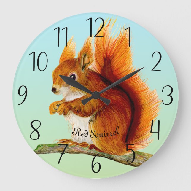 Rotes Eichhörnchen Aquarellmalerei Uhr (Vorderseite)