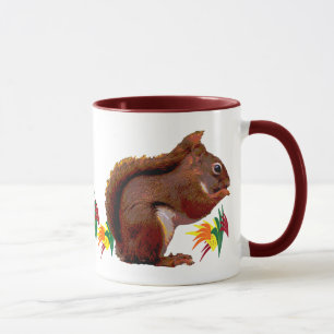 Rotes Eichhörnchen im Herbst Tasse