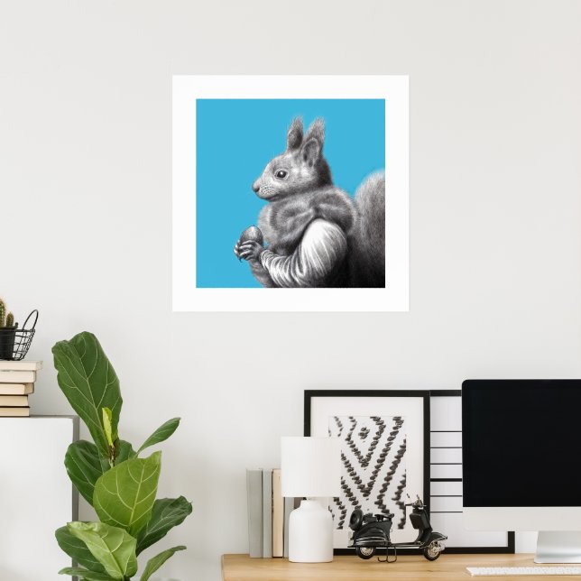 Rotes Eichhörnchen mit grauem Eichhörnchen Fur Sca Poster (Heimbüro)