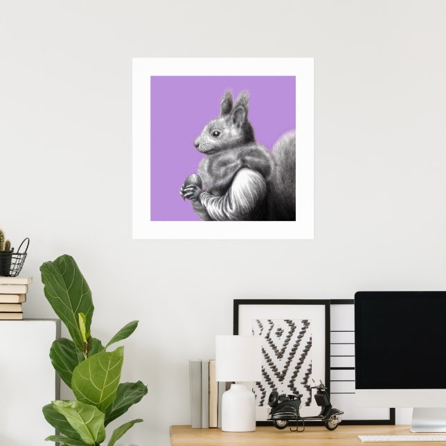 Rotes Eichhörnchen mit grauem Eichhörnchen Fur Sca Poster (Heimbüro)