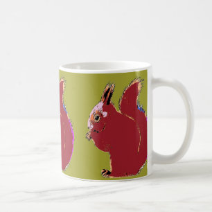 Rotes Eichhörnchen-olivgrüne Pop-Kunst-Tasse Kaffeetasse