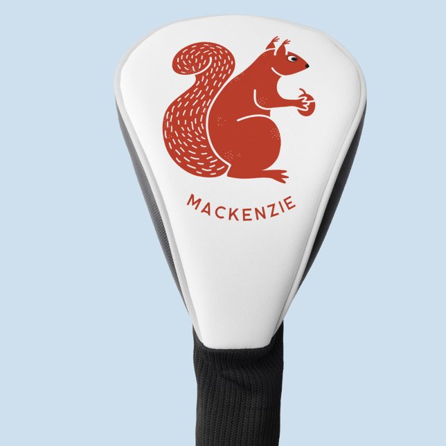 Rotes Eichhörnchen Personalisiert Golf Headcover (Red squirrel personslized customer name golf head cover for nature lovers)