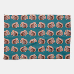 Rotes Eichhörnchen-Raserei-Geschirrtuch Küchentuch