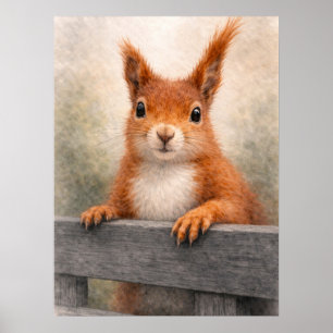 Rotes Eichhörnchen-Wald-Wildlife Poster
