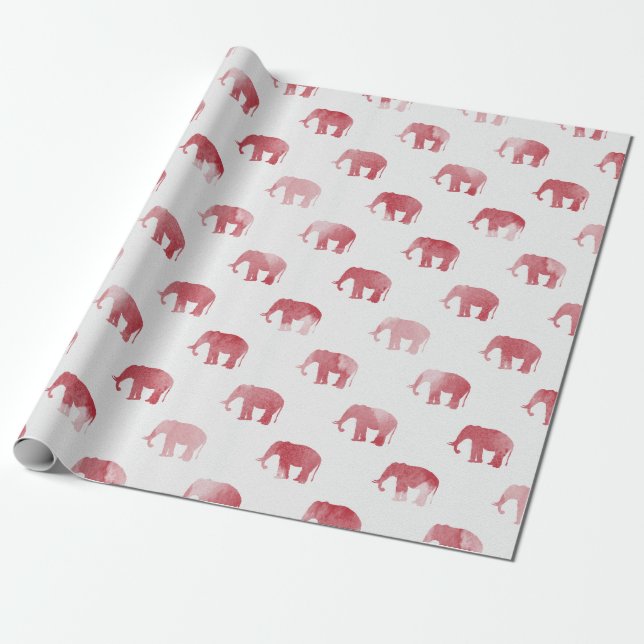 Rotes Elefant-Aquarell-Packpapier Geschenkpapier (Ungerollt)