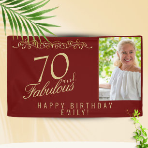Rotes Elegant 70 und fabelhaftes Geburtstags-Foto Banner