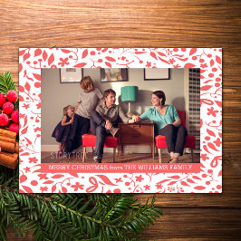 Rotes elegantes Foliage Holiday Foto Flat Feiertagskarte