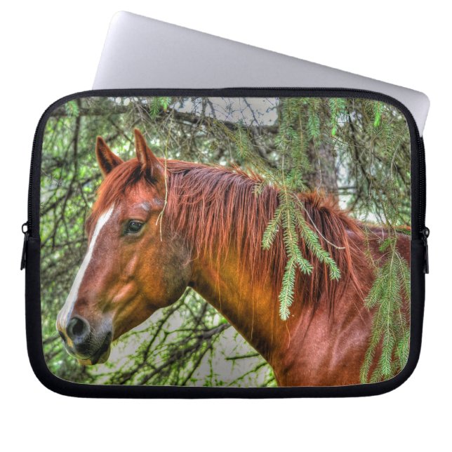 Rotes Entenpferd und Wald Tierliebhaber Foto Laptopschutzhülle (Vorderseite)