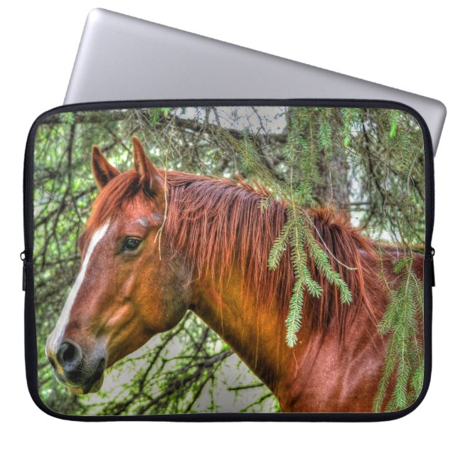 Rotes Entenpferd und Wald Tierliebhaber Foto Laptopschutzhülle (Vorderseite)