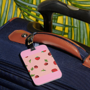 Rotes Erdbeer- und Kirschenmuster Rosa Frucht Gepäckanhänger
