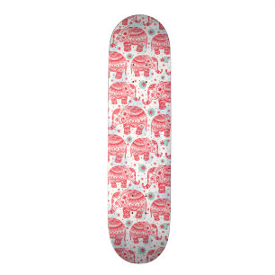 Rotes ethnisches Elefant-Muster Skateboard