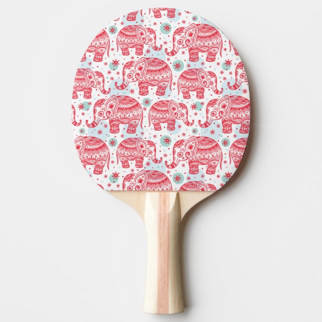 Rotes ethnisches Elefant-Muster Tischtennis Schläger (Vorderseite)