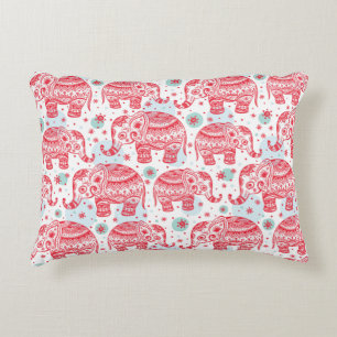 Rotes ethnisches Elefant-Muster Zierkissen