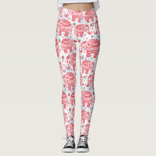 rotes ethnisches Elefantenmuster Leggings