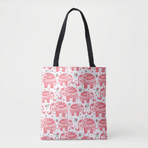 Rotes ethnisches Elefantenmuster Tasche
