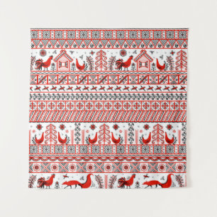 Rotes, ethnisches, nahtloses Stammesmuster Wandteppich