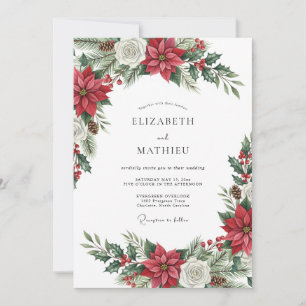 Rotes exquisites Winterhochzeit Einladung