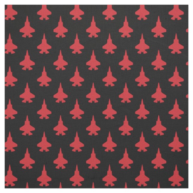 Rotes F-35-Blitzstrahlmuster auf schwarz Stoff (Muster)
