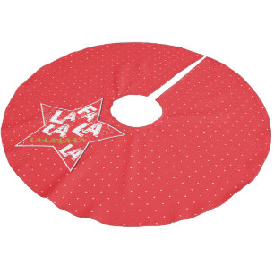 Rotes Fa-La-La-fabelhafter Polyester Weihnachtsbaumdecke