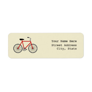 Rotes Fahrrad-Adressen-Etikett