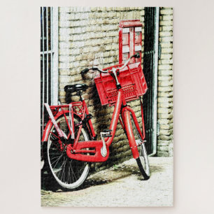 Rotes Fahrrad & Amsterdam, Niederlande /vintage