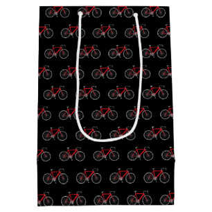 Rotes Fahrrad auf schwarz Mittlere Geschenktüte