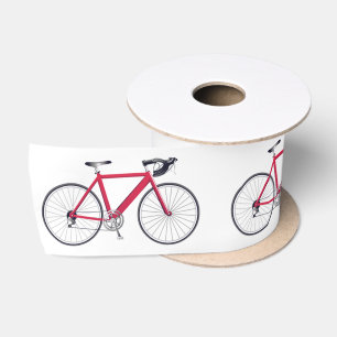 Rotes Fahrrad auf Weiß Satinband