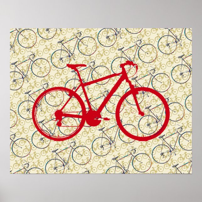 Rotes Fahrrad . Bike-Einrichtung Poster (Vorne)