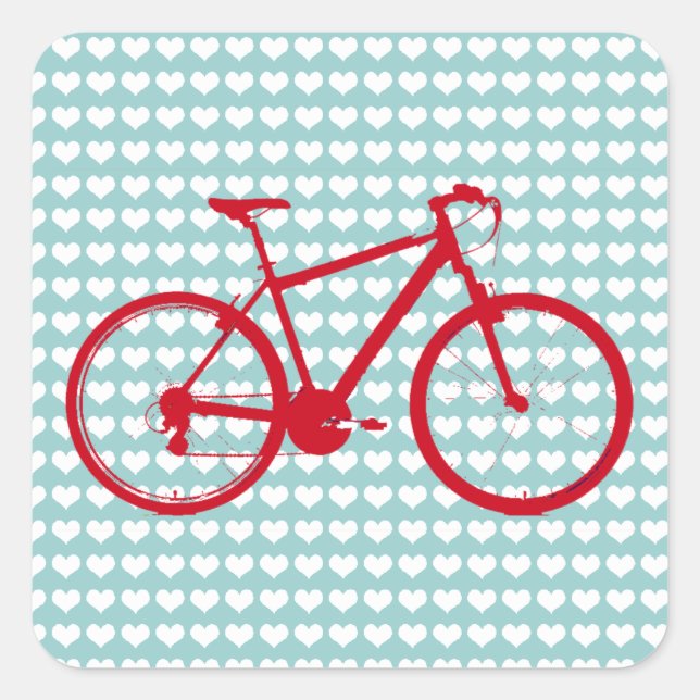 Rotes Fahrrad, Fahrrad Quadratischer Aufkleber (Vorderseite)