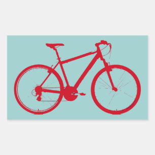Rotes Fahrrad, Fahrrad Rechteckiger Aufkleber