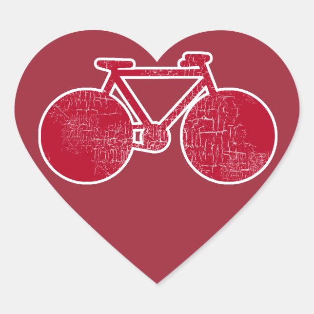 Rotes Fahrrad Herz-Aufkleber (Vorderseite)