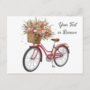 Rotes Fahrrad mit Blumenkorb Vintage Postkarte