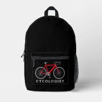 Rotes Fahrrad mit Text des Zykologen