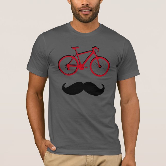 Rotes Fahrrad und Schnurrbart T-Shirt (Vorderseite)