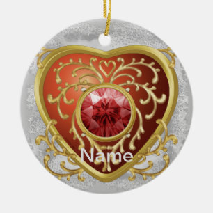 Rotes falsches Juwel Herz Feen-Ornament Keramik Ornament