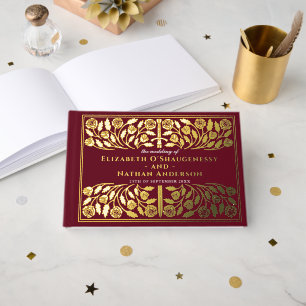 Rotes Fantasy-Royal-Mittelalter-Schwert-Hochzeit Gästebuch