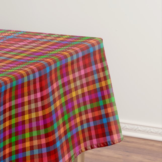 Rotes farbenfrohes Gingham-Karo-Muster  Tischdecke (Beispiel)
