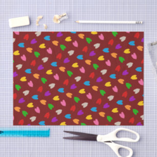 Rotes farbenfrohes Liebesherzmuster Seidenpapier