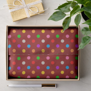 Rotes farbenfrohes Regenbogen-Punkte-Design Seidenpapier