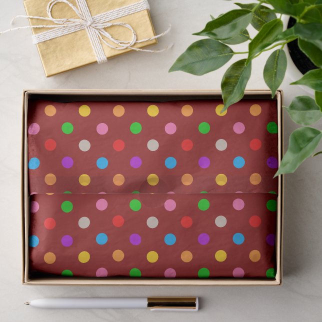 Rotes farbenfrohes Regenbogen-Punkte-Design  Seidenpapier (Geschenk)