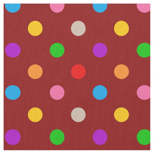 Rotes farbenfrohes Regenbogen-Punkte-Design  Stoff (Nahaufnahme)