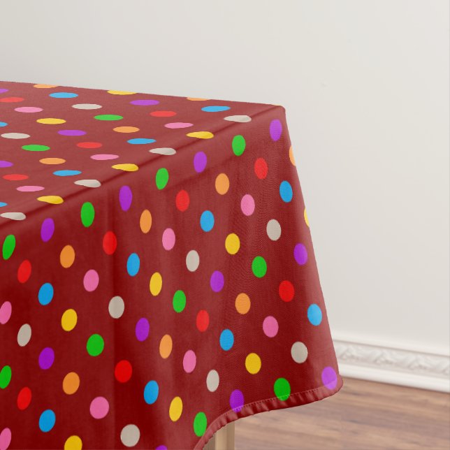 Rotes farbenfrohes Regenbogen-Punkte-Design  Tischdecke (Beispiel)