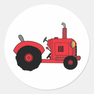 Rotes Farmtraktor-Fahrzeug Runder Aufkleber