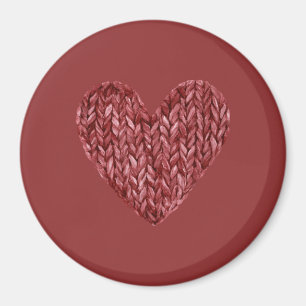 Rotes Faux-Knitt-Herz Magnet